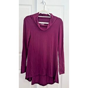 Cuddl Duds Tunic Top Women's Small Purple Softwear Stretch Long Sleeve Cowl Neck